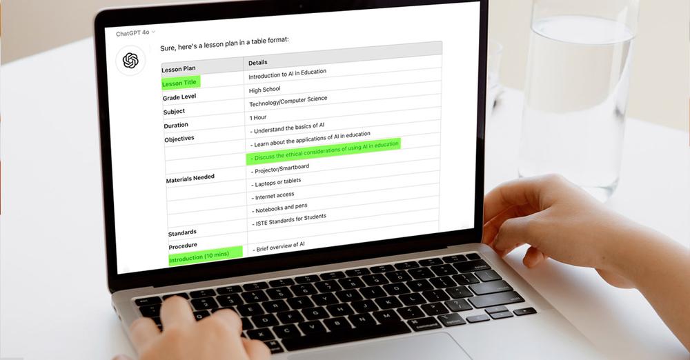 Teacher creating a lesson plan free with chatgpt