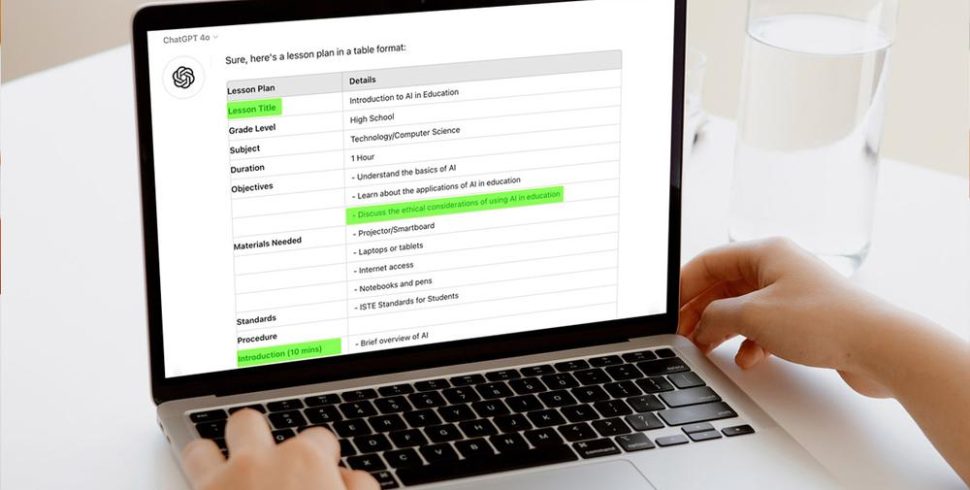 Teacher creating a lesson plan free with chatgpt